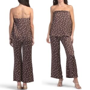 NWT Must Have Polka Dot Strapless Swingy Top & Relaxed Silky Pant Set